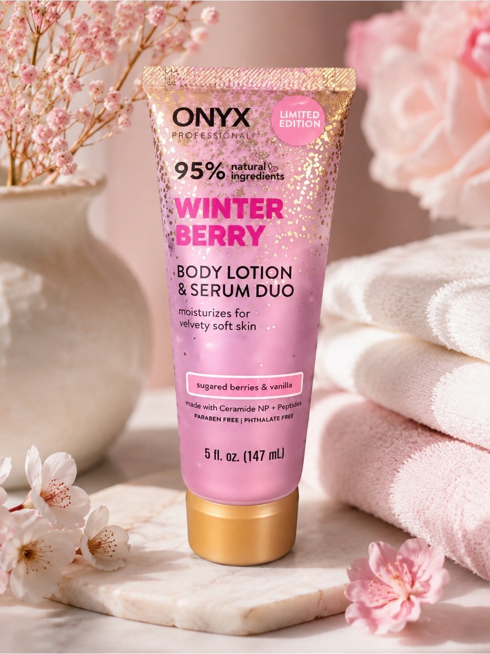 Onyx Pink & Gold Winter Berry Body Lotion & Serum Duo